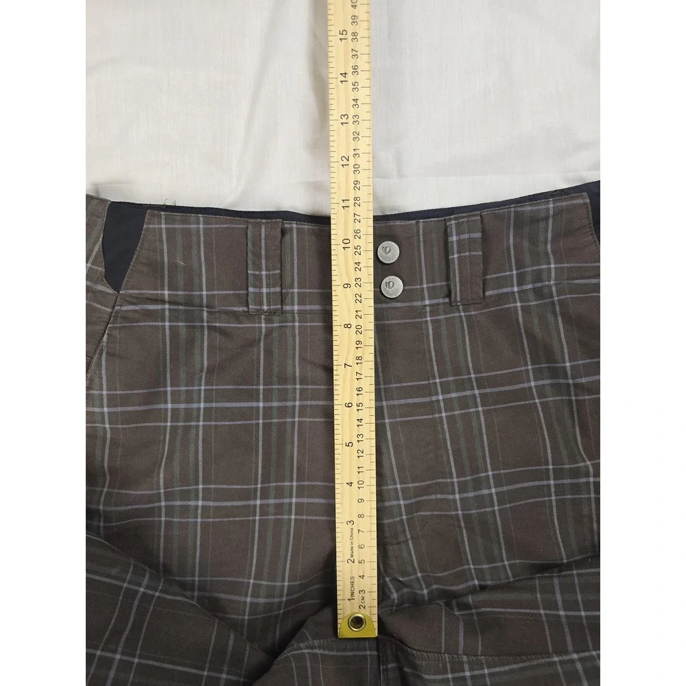 Pearl Izumi Shorts Mens Small Brown Plaid Cycling Biker Relaxed Fit Pockets
